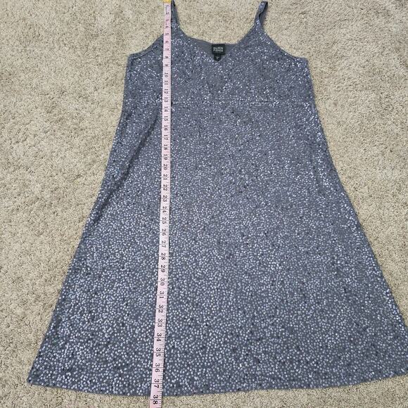 EILEEN FISHER Silk Sequin Sparkle Gray Dress Sz L Evening Cocktail Holiday Glam - Picture 7 of 8